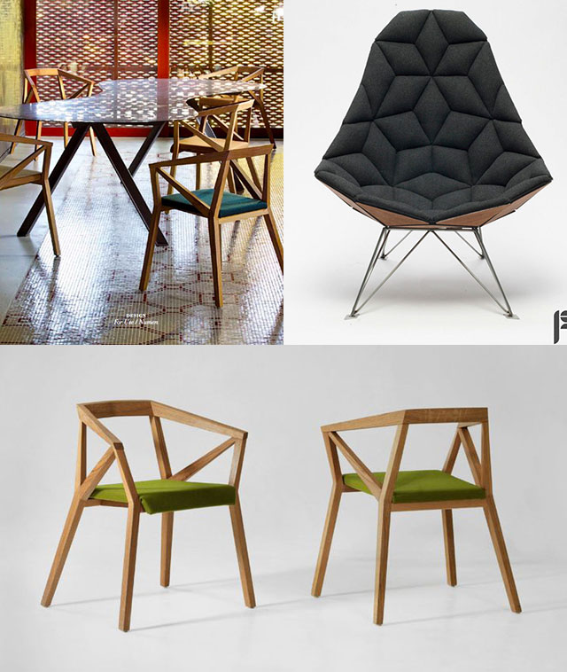 sedie dalle forme geometriche