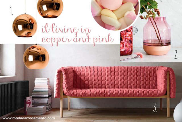 tendenze living colori 2015 : copper and pink, con ligne roset, muuto e tom dixon.