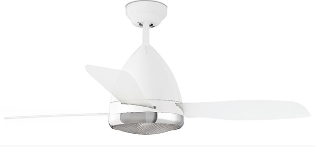 Ventilatore moderno bianco da soffitto.