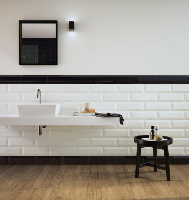 Oxford di Marazzi le piastrelle diamantate per un bagno in stile British.