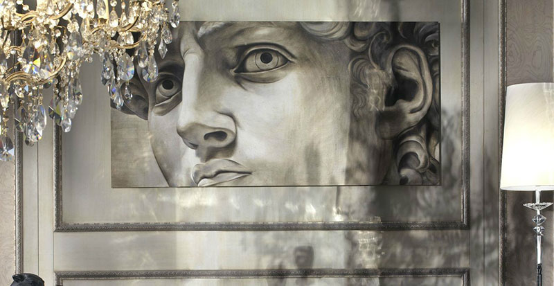 Affreschi moderni - intervista a alberto Mariani per scoprire la modernità degli affreschi - un moderno David a parete della collezione arte Mariani.