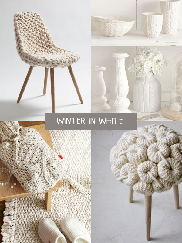 White for winter home decor : contaminazioni in lana per l’arredo invernale.