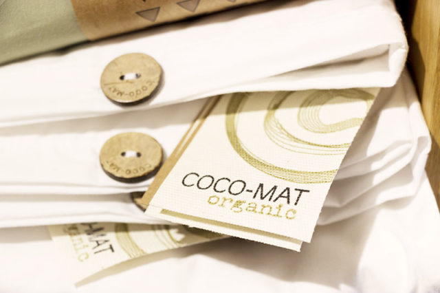 COCO-MAT etichetta di origine materiali.