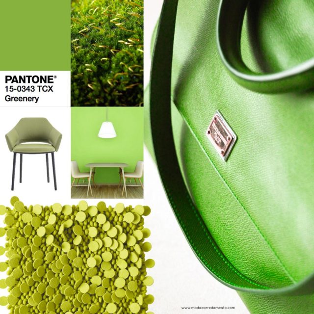 Pantone Greenery colore dell'anno 2017 - interpretazione in dalla moda all'arredamento.