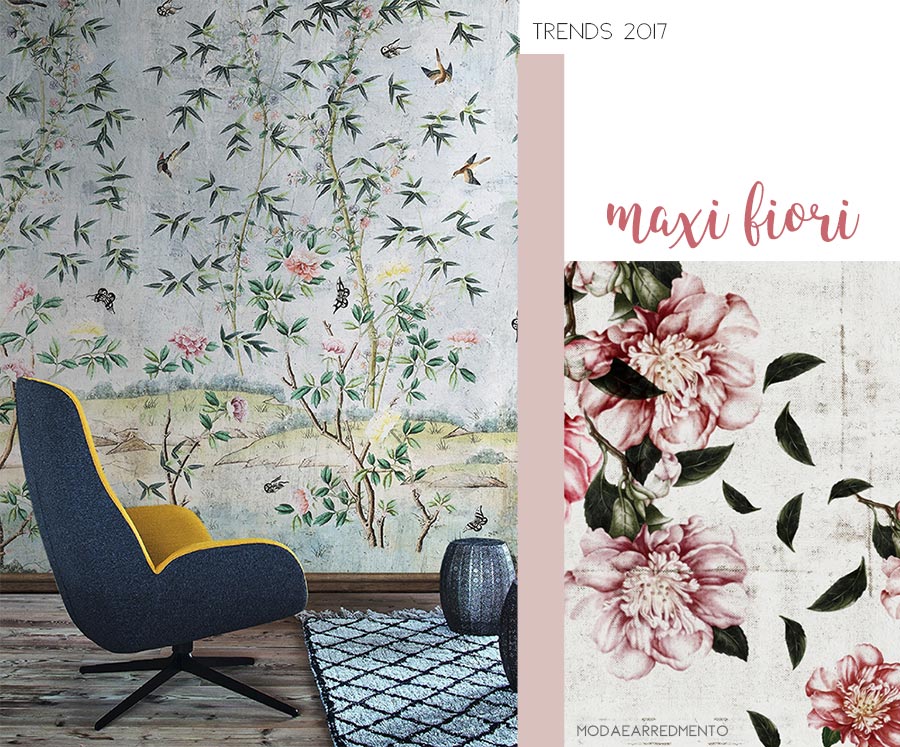Home trends 2017 la casa si vestirà di maxi fiori alle pareti.
